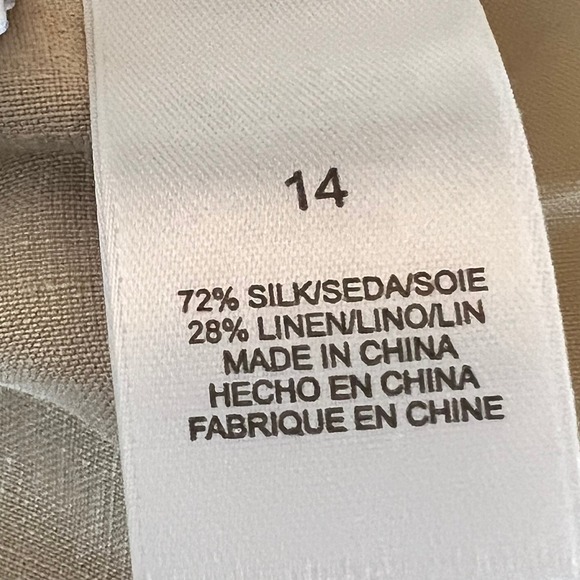 Liz Claiborne Tabitha Silk Linen Tan Wide Leg Capri Pants‎ Size 14 - Picture 8 of 11